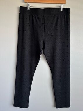 NWT LOGO Layers by Lori Goldstein Women's Stretch Eyelet Leggings Black Sz Large